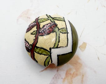 Pink Branches Stoneware Beads by Damyanah Studio, Lentil Shaped Stoneware Bead, Hand Crafted Artisan Beads