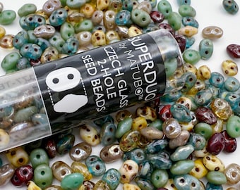 SuperDuo Streamy Mix, Matubo SuperDuo Beads, 2.5x5mm, 22 Grams, Tubed