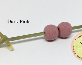 Spacer Beads Light Wine Glazed Round Beads Golem Beads Set Of Two Beads Large Hole Beads For Kumihimo