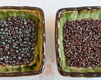 Red Brown Transparent Picasso Miyuki Size 6 and Size 8 Seed Beads, Round Picasso Seed Beads, Color 4503