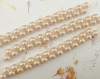 Sueded Gold Rosaline, 6mm Top Drilled Round Beads, 25 Beads Per Strand