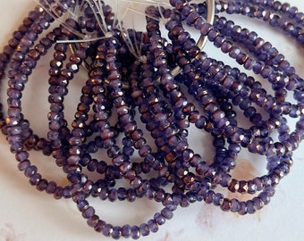 3mm Crystal Rondelle, Purple Transparent and Pink Opaque Mix with Bronze Finish, Crystal Roundels, 50 Rondelle Per Strand