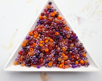 Miyuki Melon Berry Blend, Size 8 Seed Bead Mix in Orange, Plum and Purple Tones, Miyuki Seed Bead Mix, 5 Inch Tubes, 22 Grams