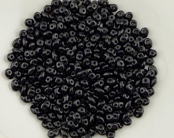 SuperDuo Jet, Matubo SuperDuo Beads, 2.5x5mm, 22 Grams, Tubed