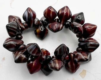 Red Tiger's Eye Small Spade Beads, Drop Beads, Czech Glass Beads, 11x8mm - 30 Beads
