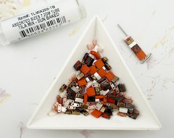 Miyuki Tila Beads Mix: Assorted Sizes, Sun Baked, 7.2 GM