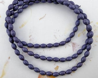 Light Plum Oval Pressed Rice Beads, 6x4mm