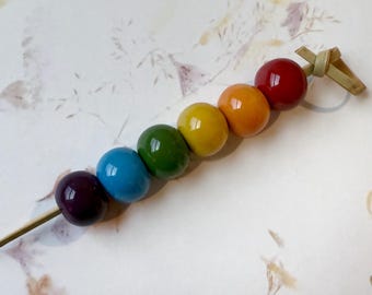 Rainbow Pride Glazed Stoneware Beads, Set of 6
