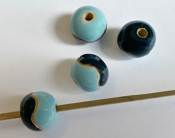 Spacer Beads Light Wine Glazed Round Beads Golem Beads Set Of Two Beads Large Hole Beads For Kumihimo