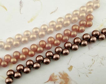 Set of 3, 6mm Top Hole Round Beads, 25 Beads Per Strand