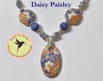 PDF Kumhimo Pattern, DAISY PAISELY, Partially Beaded Kumihimo Necklace Tutorial, Tutorial Only, Instant Download
