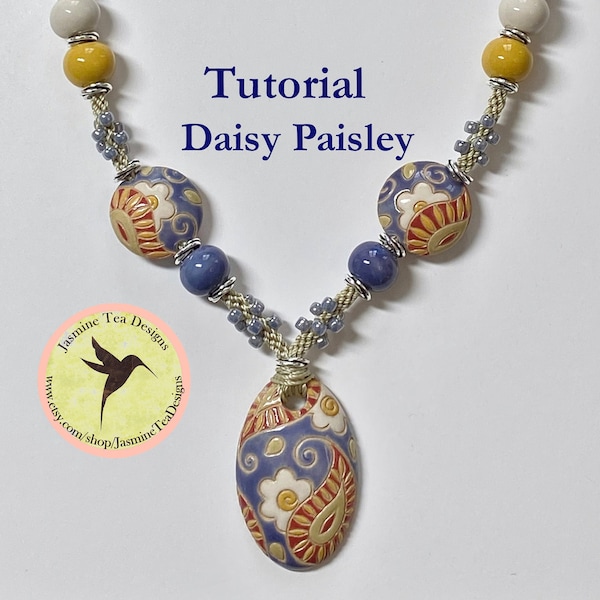 PDF Kumhimo Pattern, DAISY PAISELY, Partially Beaded Kumihimo Necklace Tutorial, Tutorial Only, Instant Download