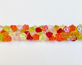 Tango Transparent Flower Mix, 7mm, 100 Flowers Per Strand