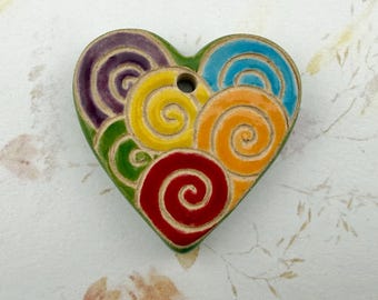Heart Pendant, Love in Colors, Hand Crafted