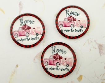 Home is Where the Heart Is, Glass Cabochon, 25mm Domed Pendant
