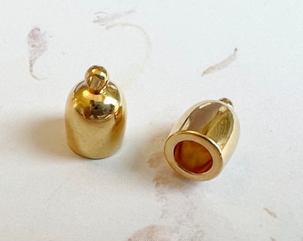 5mm Gold Plated Bullet End Caps, 2 Piece Set