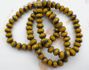 5x3mm Faceted Rondelle, Pumpkin with Picasso Finish