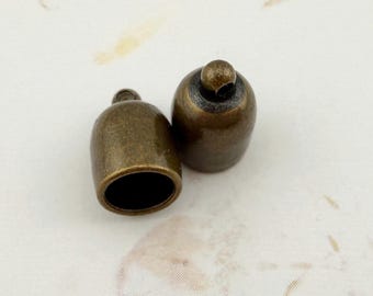 6mm Antique Brass Plate Bullet End Caps, 2 Piece Set