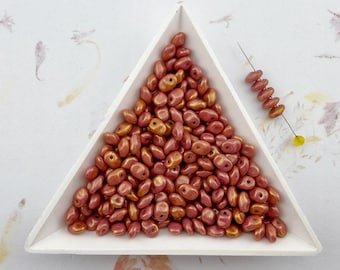 Matubo, Ruby Luster Super Uno Beads: Czech Pressed Glass (2.5x5mm)