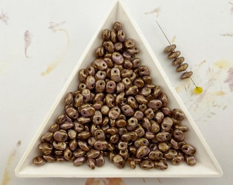 Matubo, Chalk Senegal Brown Purple Super Uno Beads: Czech Pressed Glass (2.5x5mm, 22g)