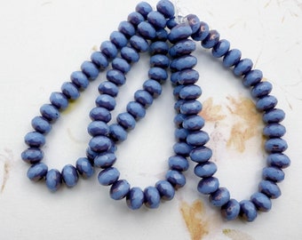 5x3mm Faceted Rondelle, Cornflower with Metallic Purple Finish