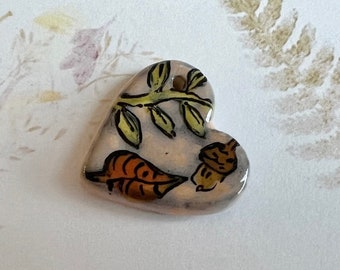 Love of Autumn by Damyanah Studio, Stoneware Heart Pendant, Hand Crafted in Bulgaria, Small Autumn Heart Pendant