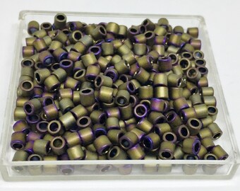 TOHO Matte Metallic Iris Brown Treasure Beads, Cylinder 3.3mm Treasure Beads, TOHO Color 614, 3 Inch Tube