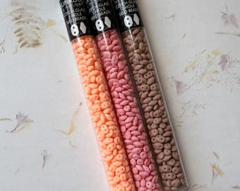 SuperDuo Czech Glass 2-Hole Beads, Matte Cappuccino Coral Orange, 22.5g Set