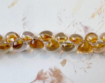 Sunkist Teardrop Boro Glass Beads, Yellow Opaque Inside, 25 Strand