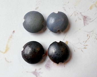 Glazed Stoneware Lentil Beads, Solid Color, Set of Two