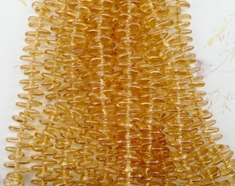 6mm Lentil Shaped Beads, Luster Transparent Champagne, Single Hole, Top Drilled (50)