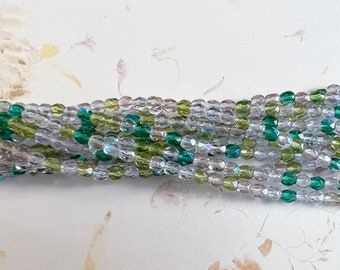 4mm Lavender Garden Mix Fire Polish Beads, Faceted 4mm Fire Polish Beads,  100 Beads Per Strand