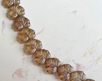 Leaf Beads 13x11mm, Crystal Matte Champagne, Maple Leaf Beads, Grape Leaf Beads