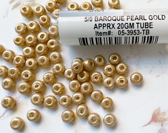 Miyuki Baroque Pearl Gold Beads: 5mm Glass Beads, 20g Tube