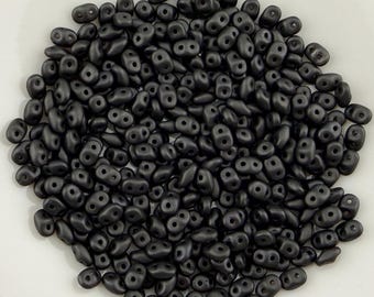 SuperDuo Matte Metallic Black, Matubo SuperDuo Beads, 2.5x5mm, 22 Grams, Tubed