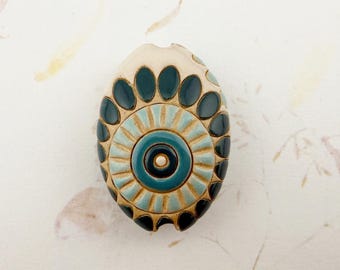 Dragon Eye Stoneware Almond Shaped Bead