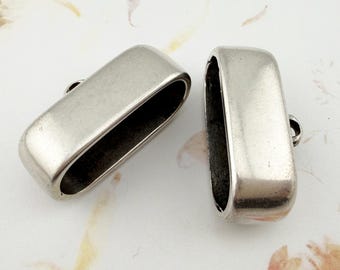 Antique Silver Oval Cord Ends: Kumihimo Braid Findings (Set of Two)