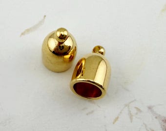 Gold Plated Bullet End Caps, 6mm, 2 Piece Set