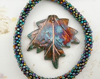 XAZ Raku Leaf Pendant, Maple Leaf, 58mm