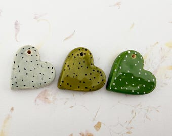 Handcrafted Stoneware Polka Dot Hearts, Sets of 2