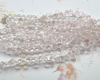 4x6mm Rosaline Tear Drop Beads, Transparent, 100 Teardrops Per Strand