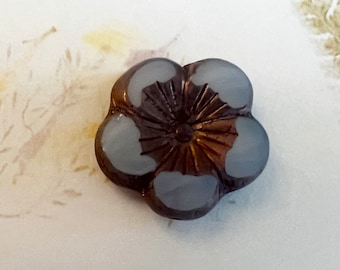 Hibiscus Flower, 21mm, Pale Thistle with AB and Purple Bronze Finish, Table Cut Czech Glass Hibiscus Flowers, 1 Piece