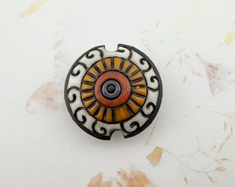 Tiny Swirls on Dark Terracotta, Lentil Shaped Beads