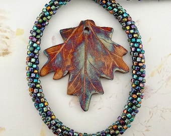 XAZ Raku Leaf Pendant, Matte Maple Leaf, 58mm