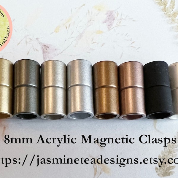 8mm Acrylic Magnetic End Cap Clasp, Acrylic Magnetic Clasp, Eight Finishes To Chose From, Glue-In Magnetic Clasps