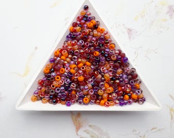Miyuki 8/0 Melon Berry Seed Bead Mix: Orange Plum Purple, Berry