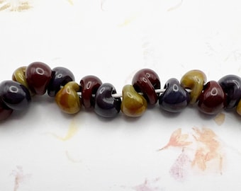Autumn Unicorne Boro Teardrops, 25 Beads per Strand,  Autumn Mix Teardrop Beads, Opaque Purple, Burgundy And Khaki