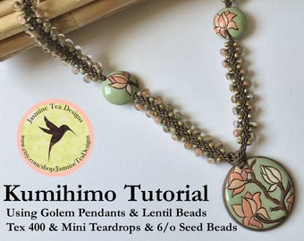PDF Kumihimo Pattern, Magnolia Partially Beaded Kumihimo Necklace Tutorial, Tutorial Only, Instant Download