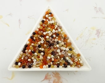 Miyuki Size 8 Seed Bead Mix, Wheat Berry Tones, Glass Beads (22 Grams)