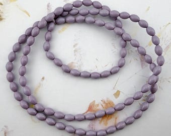 Lilac Oval Pressed Rice Beads, 6x4mm